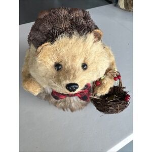 Baby pinecone straw 8" Hedgehog porcupine XMAS Decor Basket Faux Fur Holly Bowti